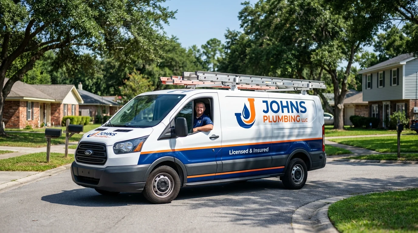Johns Plumbing LLC service van in South Hutchinson, KS