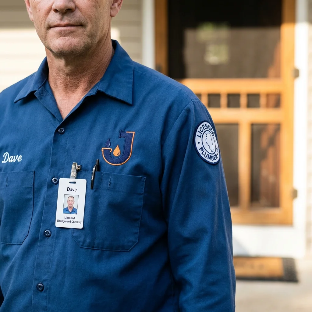 Licensed plumber showing ID badge in South Hutchinson, KS