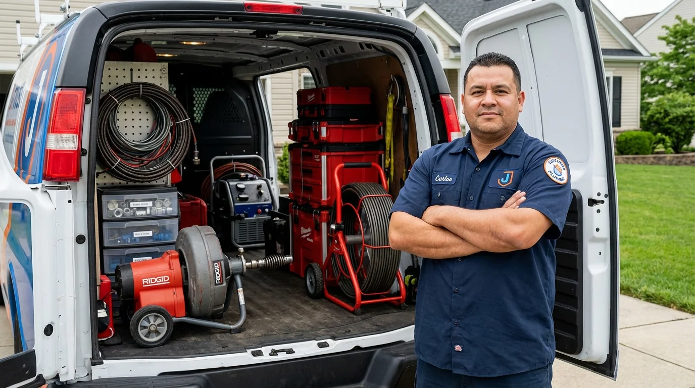 Professional drain cleaning equipment and Johns Plumbing LLC plumber in South Hutchinson