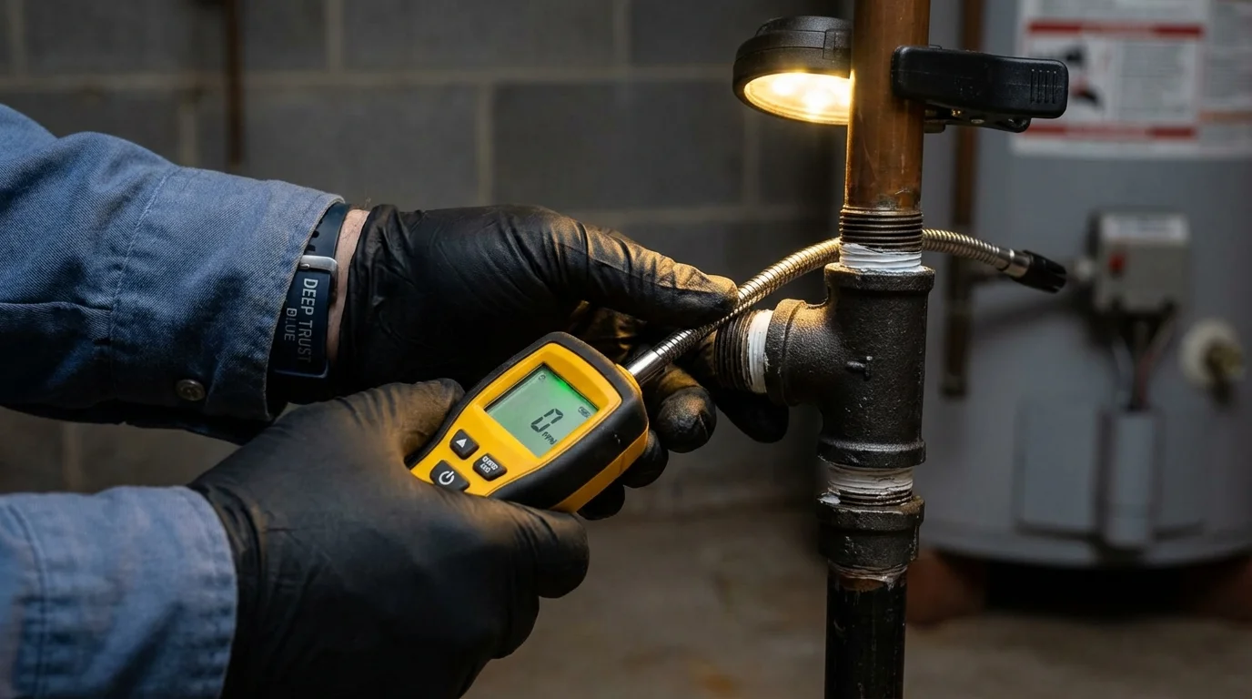 Gas leak detection with electronic sniffer by Johns Plumbing LLC in South Hutchinson
